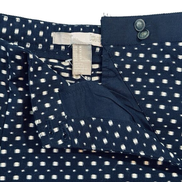 FOREVER 21 Textured Navy/White Shorts Medium Square Button-Front Grosgrain Waist - Picture 16 of 16